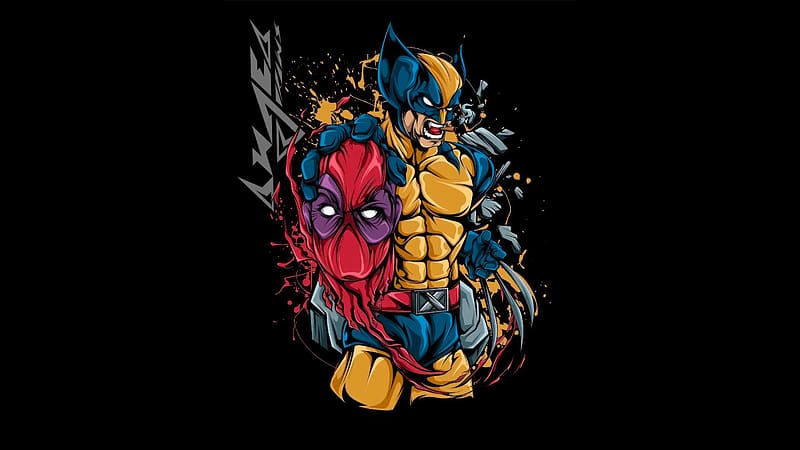 Wolverine X Deadpool , wolverine, deadpool, superheroes, dark, black, oled, artist, artwork, digital-art, HD wallpaper