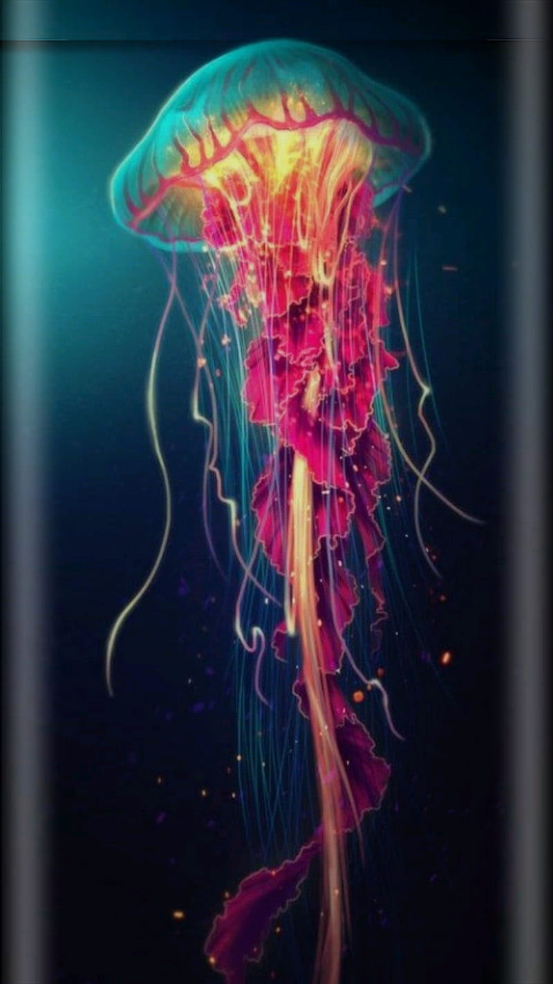 Glowy Fish, 420, galaxy, jelly fish, plant, pot, purple, space, stars, trippy, HD phone wallpaper