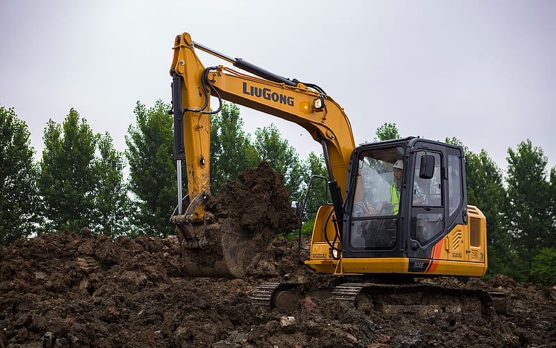 LiuGong CLG 908E excavator, 2020 excavators, construction machinery, excavator in career, special equipment, construction equipment, LiuGong, R, HD wallpaper