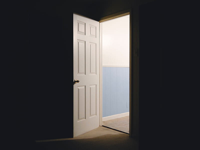 door, exit, light, darkness, HD wallpaper