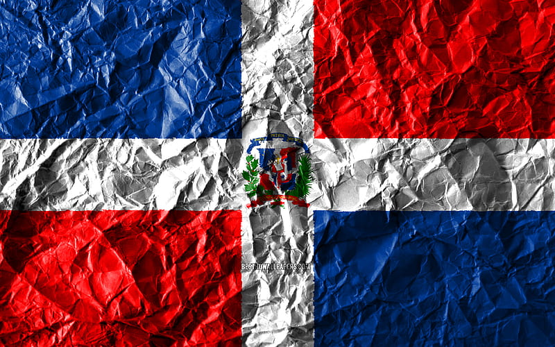 Dominican Republic flag crumpled paper, North American countries, creative, Flag of Dominican Republic, national symbols, North America, Dominican Republic, HD wallpaper