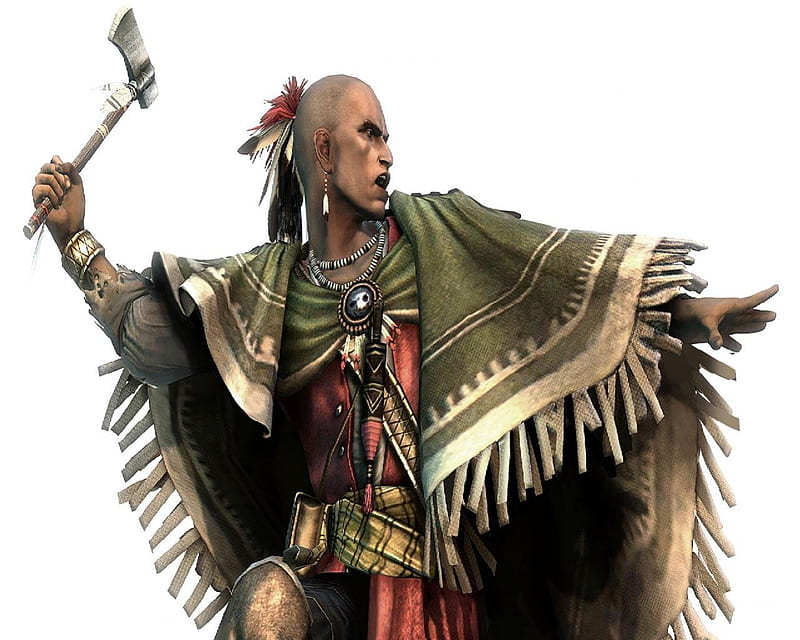 Wyandot (Huron ) Warrior, man, warrior, tomahawk, knife, HD wallpaper
