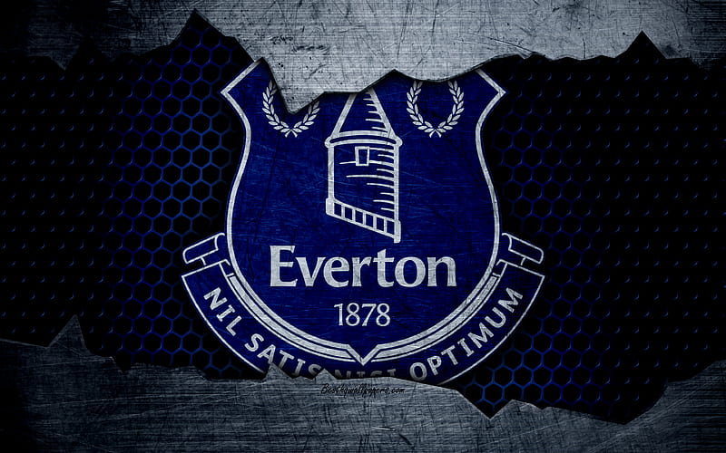 Everton FC football, Premier League, England, emblem, Everton logo, football club, Liverpool, UK, metal texture, grunge, HD wallpaper
