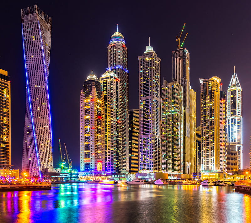 Marina, building, dubai, skyline, tower, uae, united arab emirates, HD wallpaper
