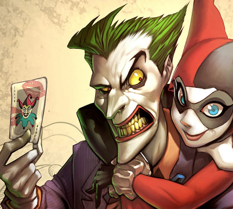 Joker Love, harley quinn, joker, kiss, HD wallpaper | Peakpx