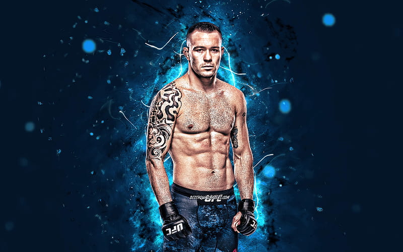Colby Covington blue neon lights, american fighters, MMA, UFC, Mixed martial arts, Colby Covington , UFC fighters, MMA fighters, HD wallpaper