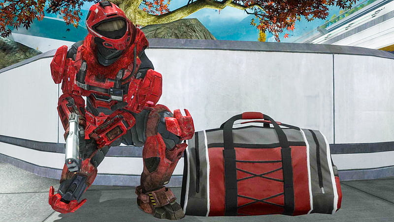 Ready to go, red, luggage, exodus, Halo, recon, bag, spartan, HD wallpaper
