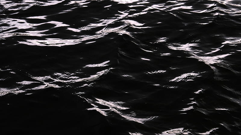 Ocean Water Waves Black White Black Background, HD wallpaper
