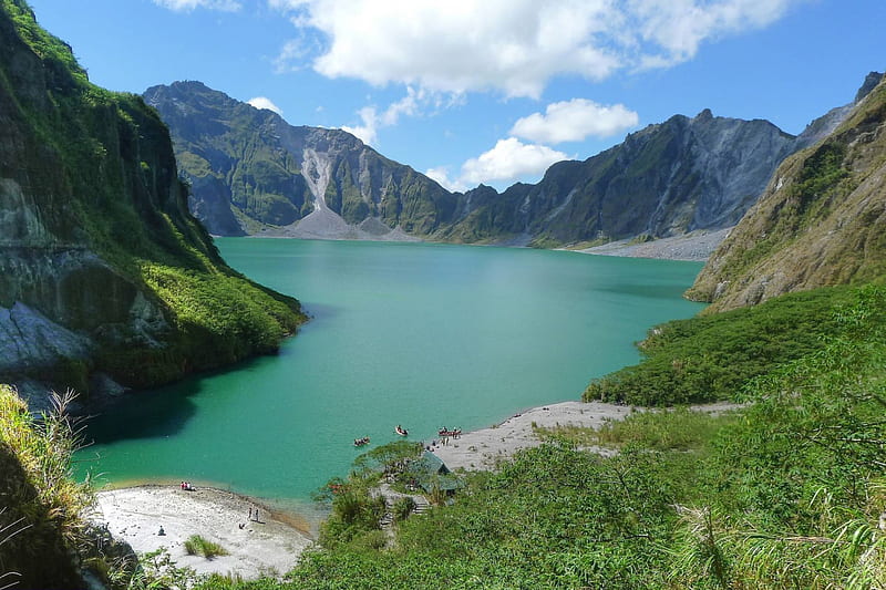 Mount Pinatubo Crater, mountain, volano, nature, fun, lake, HD wallpaper
