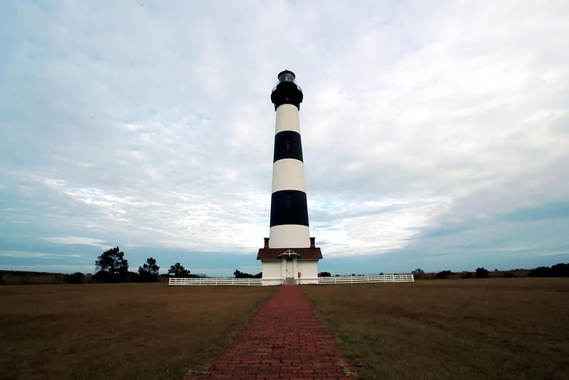 Bodie Island Lighthouse, Beacons, Lighthouses, Islands, Architecture, Guiding Lights, HD wallpaper