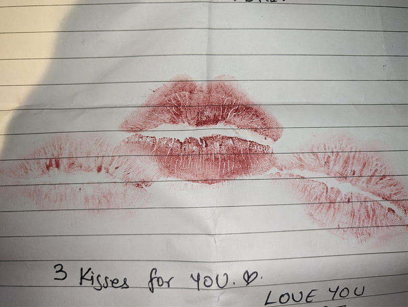 Lipstick kiss, kiss on a love letter, HD wallpaper