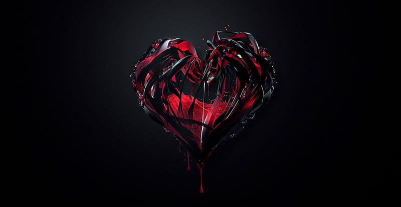 Dripping Heart, dark red, black, new new, cute, fantasy, weird, darkness, dark, love, heart, new, HD wallpaper