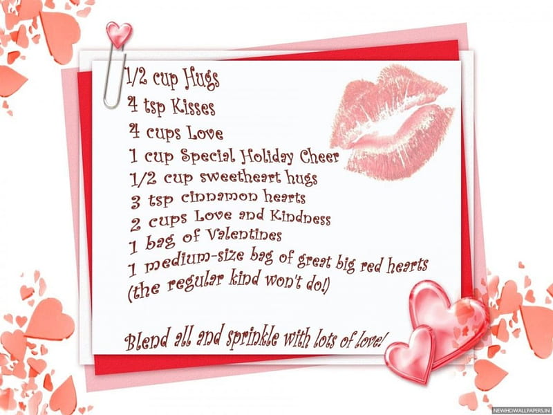 Love Recipe, recipe, for you, kiss, love, HD wallpaper