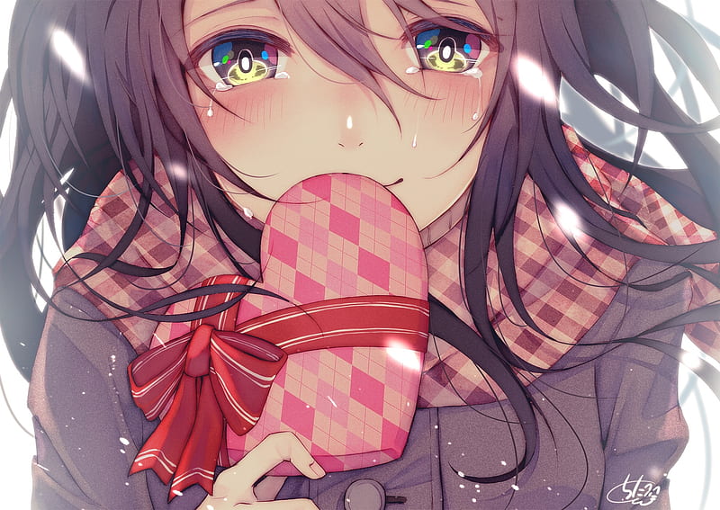 Anime girl, teary eyes, valentine's day 2019, chocolate, Anime, HD  wallpaper | Peakpx