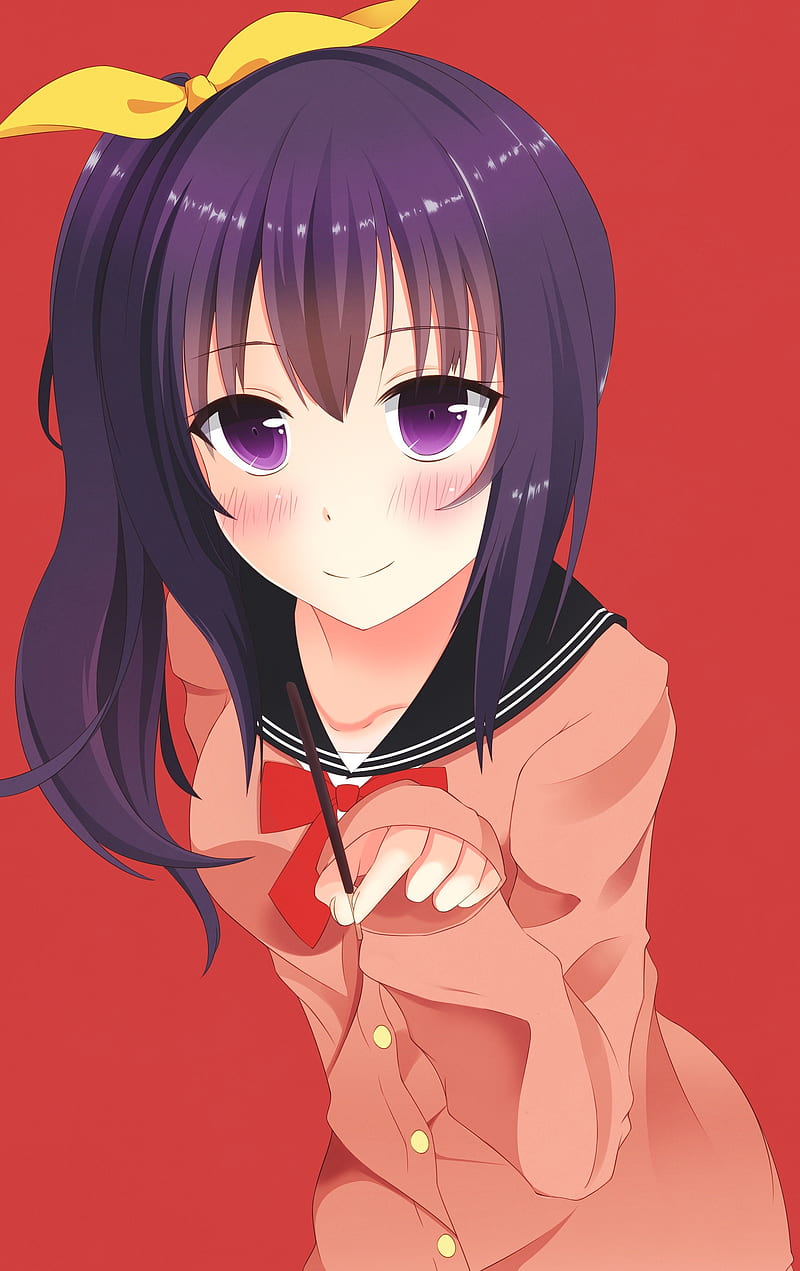 anime, anime girls, long hair, purple hair, purple eyes, HD phone wallpaper