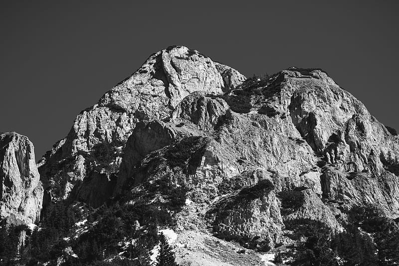 gray scale of mountain, HD wallpaper