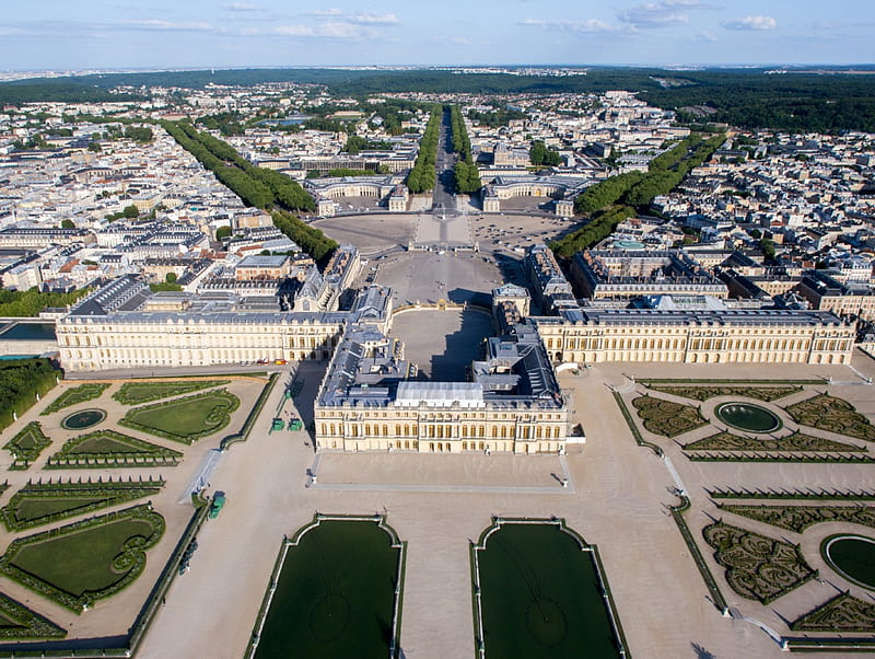 Panoramic view of the Palace of Versailles, Beauty, Garden, Buildings, Architecture, Monuments, graphy, Castles, HD wallpaper