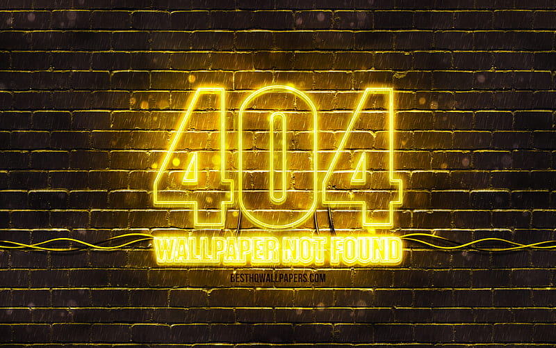 404 not found yellow sign yellow brickwall, 404 not found, red blank display, 404 not found neon symbol, HD wallpaper