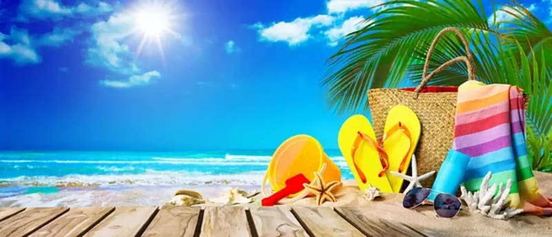 Summer holiday, Beach, Bag, Sunbathing, Towel, Tropical, HD wallpaper