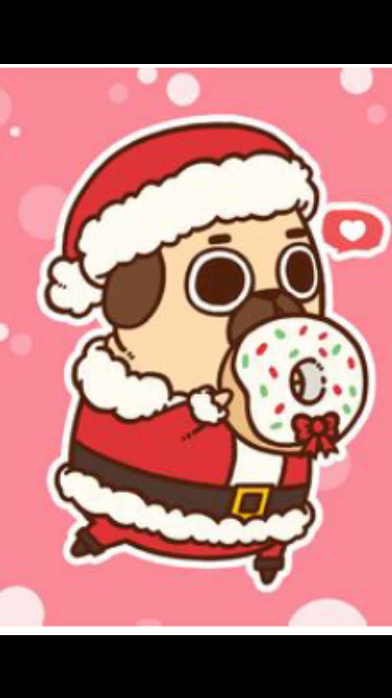 Puglie navideño, lindo, perro, rosquilla, rosado, doguillo, santa, Fondo de  pantalla de teléfono HD | Peakpx