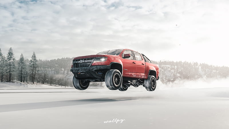 Chevrolet Truck Jump Snow Forza Horizon 4 , forza-horizon-4, chevrolet, carros, games, HD wallpaper