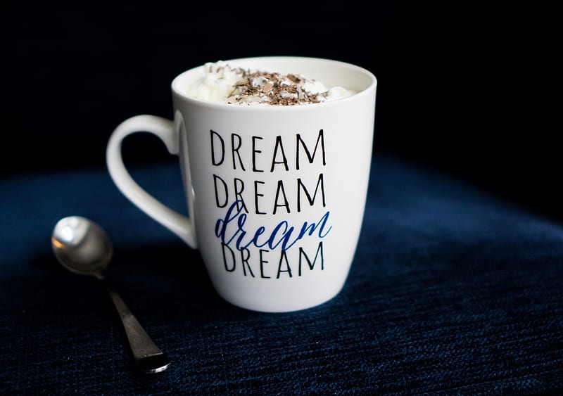 cup of dreams, dreams, cup, coffee, foam, HD wallpaper