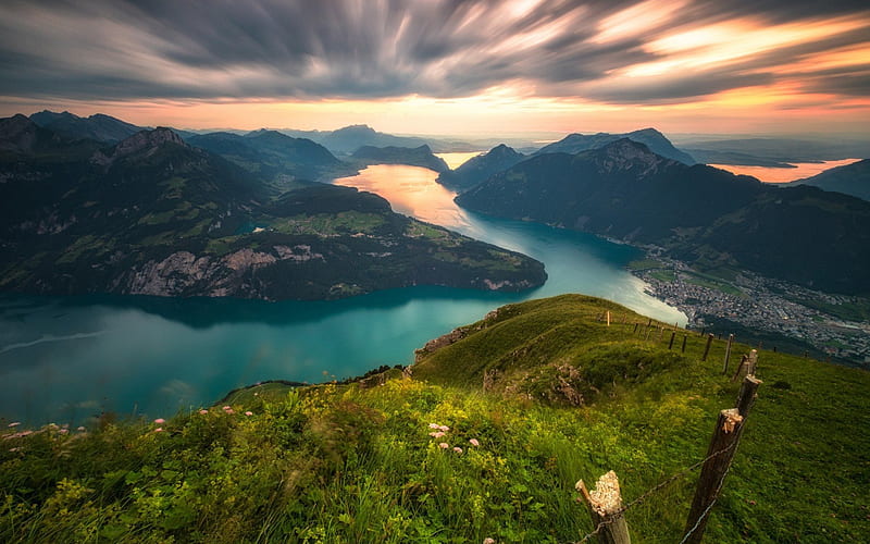 mountain, lake, mountain lake, Lake Lucerne, Alps, Switzerland, HD wallpaper