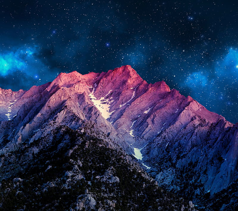 Nexus 5 Sky, blue, mountains kitkat, nature, nexus 5, sky, space, stars, HD wallpaper