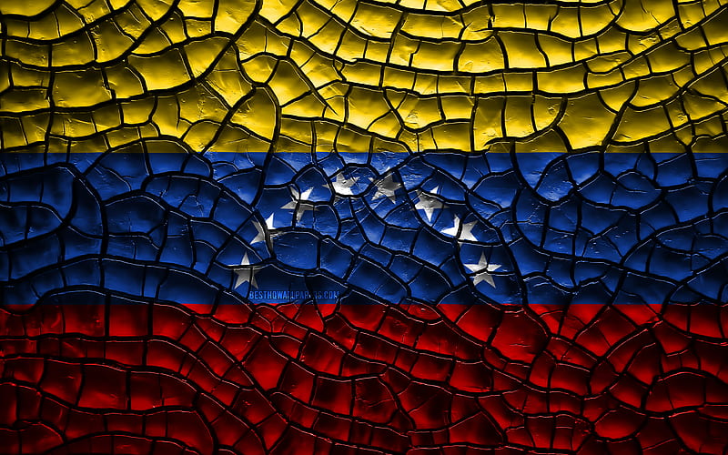 Flag of Venezuela cracked soil, South America, Venezuelan flag, 3D art, Venezuela, South American countries, national symbols, Venezuela 3D flag, HD wallpaper