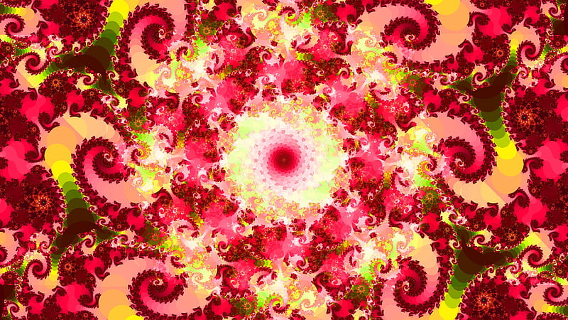 Pink Green Fractal Patterns Spiral Trippy, HD wallpaper