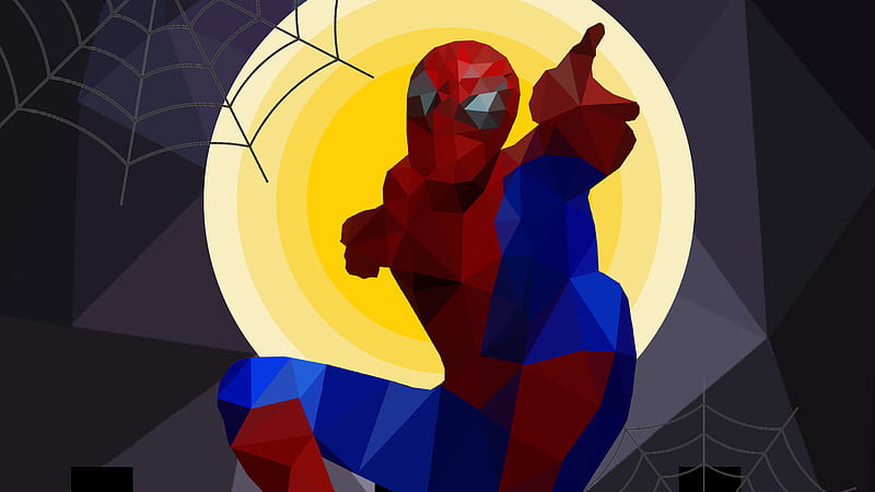 Spiderman Low Poly Art , spiderman, low-poly, artist, artwork, digital-art, superheroes, HD wallpaper
