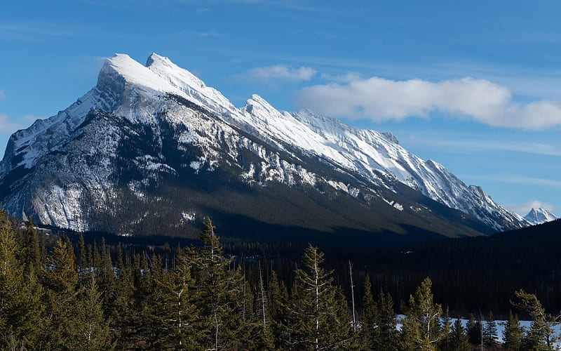 Mt. Rundle, Banff National Park, Canada, mountain, alberta, sky, landscape, cloud, HD wallpaper