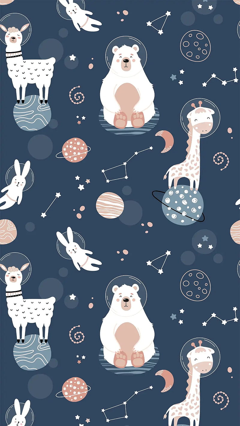 Lulla, space, stars, llamas, osos, HD phone wallpaper