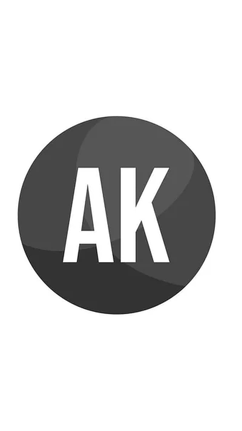 Ak Name, Grey Circle, alphabet, logo design, HD phone wallpaper