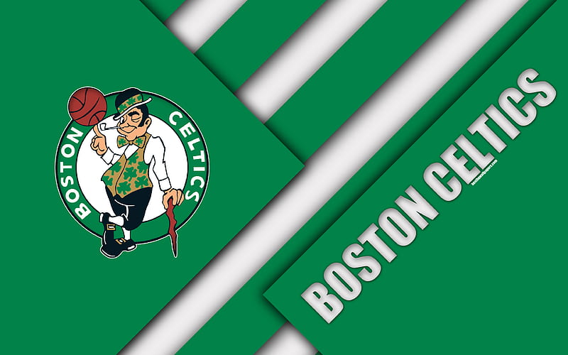 Boston Celtics logo, material design, American Basketball Club, green white abstraction, NBA, Boston, Massachusetts, USA, basketball, HD wallpaper