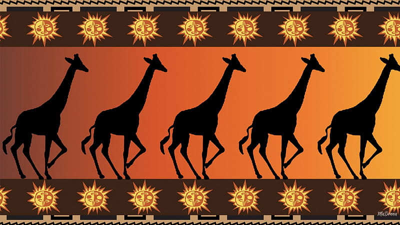 African Sunset Giraffe, pattern, colorful, African, masks, Africa, native, sunset, giraffe, HD wallpaper