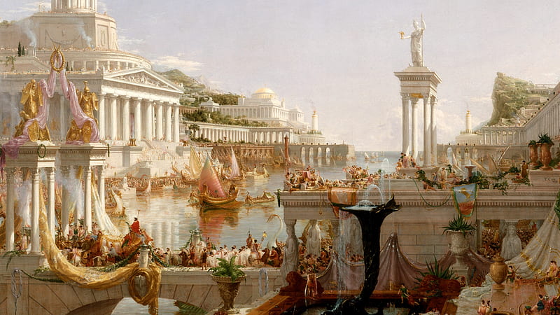 Roman Empire, river, buidling, empire, roman, HD wallpaper