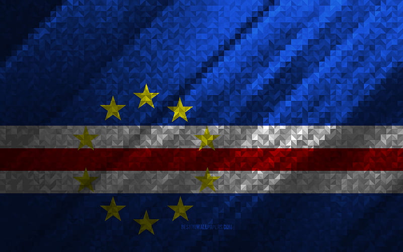 Flag of Cabo Verde, multicolored abstraction, Cabo Verde mosaic flag, Cabo Verde, mosaic art, Cabo Verde flag, HD wallpaper