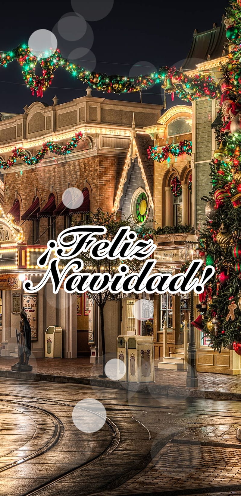 Feliz navidad, christmas, land, night, wonderful, winter, world, snowy, city, town, HD phone wallpaper