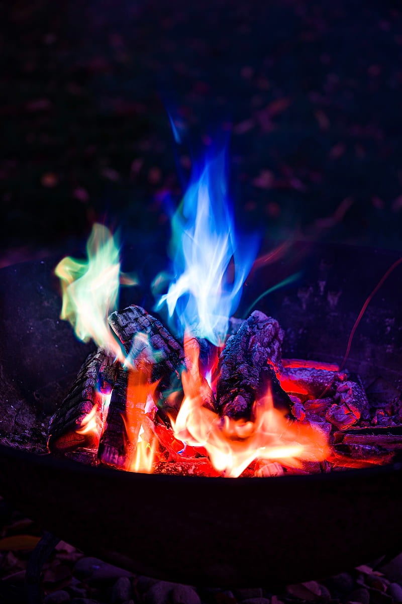 bonfire, flame, fire, night, camping, HD phone wallpaper