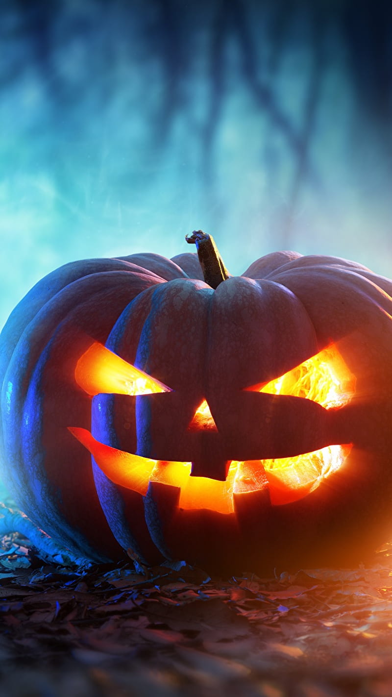 Scary Pumpkin , halloween, halloween favorites, orange, HD phone wallpaper