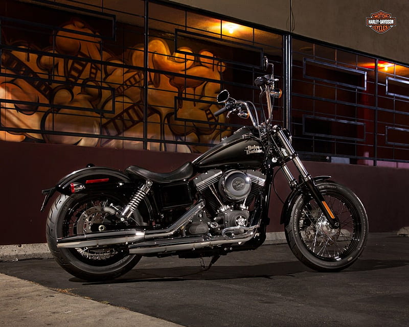 Harley-Davidson 2014 Dyna Street Bob, Bike, Black, Chrome, HD wallpaper