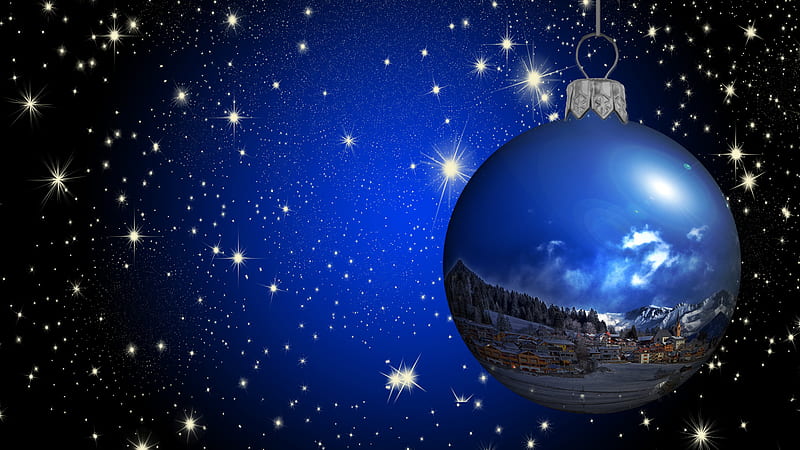Blue Christmas Christmas Ornaments Snowfall Snowflake Snowflake, HD wallpaper
