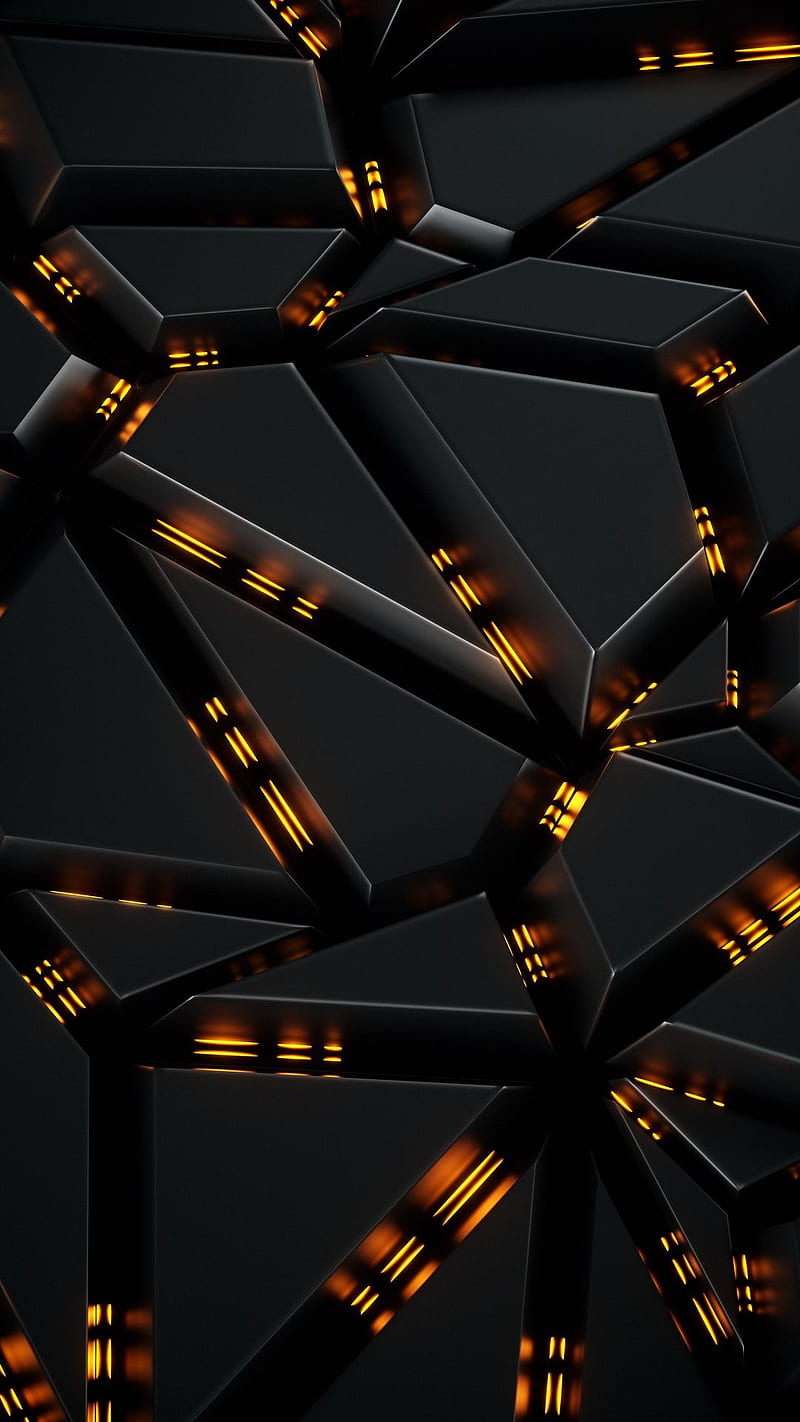 Digital lights, orange, triangles, abstract digital, design, black ...