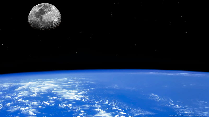 Moon, Horizon, Earth, Space, Planet, From Space, HD wallpaper