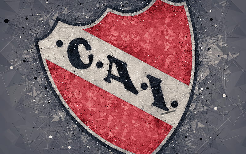 Club Atletico Independiente, CAI logo, geometric art, Argentine football club, gray abstract background, Argentine Primera Division, football, Avellaneda, Buenos Aires, Argentina, creative art, Independiente FC, HD wallpaper