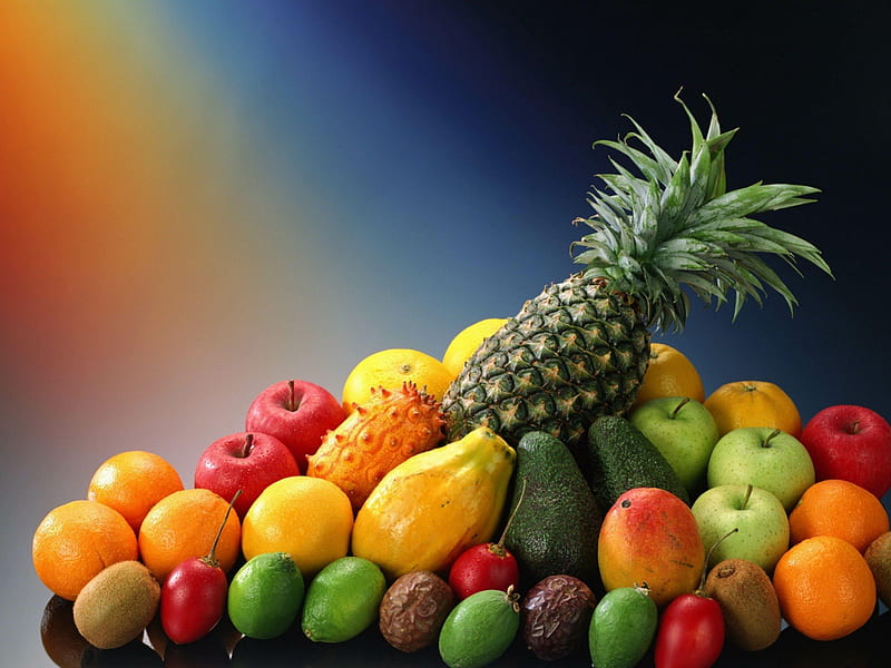 Pyramid fruit, Fruit, Pineapple, Lime, Orange, Apple, Food, Nature, Mango, Kiwi, HD wallpaper
