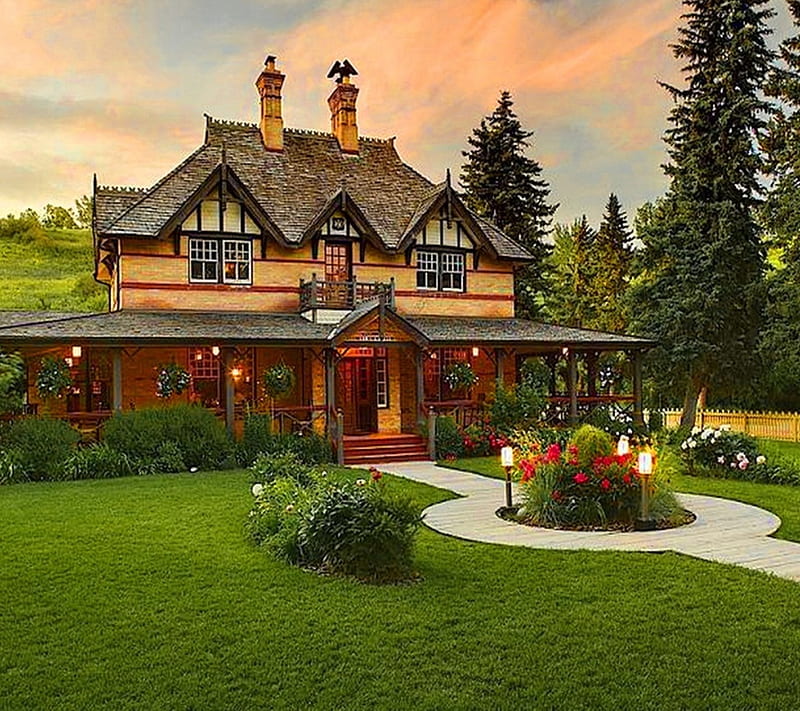 Pretty Cottage, cabin, cottage, house, landscape, nature, new, nice, pretty, HD wallpaper