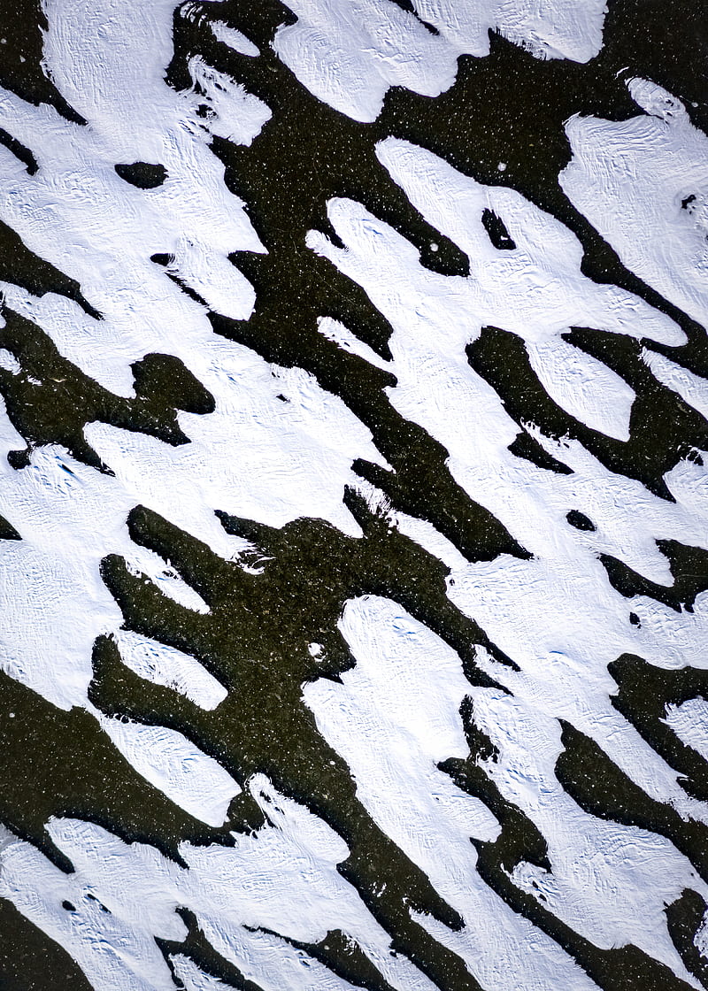 snow, ice, aerial view, bw, texture, HD phone wallpaper