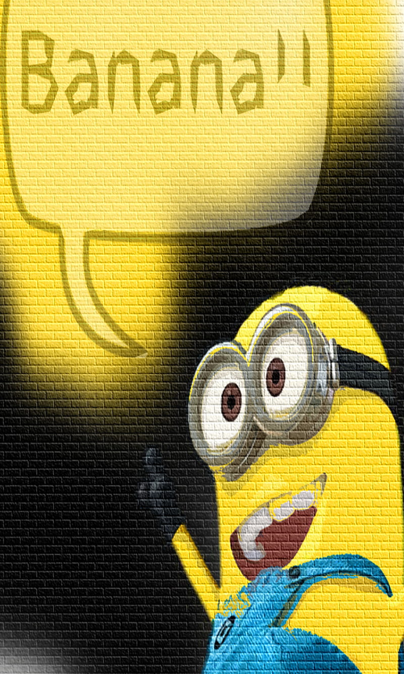Minion Wall, banana, cartoon, cool cute, despicable me, HD phone wallpaper